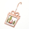 Wooden Ornaments, with Jute Twine, for Party Gift Home Decoration, Gift Box Shape with Santa Claus Pattern, BurlyWood, 20cm