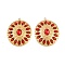304 Stainless Steel Rhinstone Pendants, Oval, Real 18K Gold Plated, Ion Plating(IP), Red, 37x31x6mm, Hole: 1.8mm