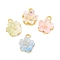 Alloy Glass Charms, Flower, Golden, Mixed Color, 13.5x11x5.5mm, Hole: 1.6mm