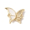 Brass Enamel Connector Charms, Cadmium Free & Lead Free, Butterfly, Real 18K Gold Plated, White, 17x20x4mm, Hole: 1.6mm