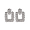Alloy Stud Earrings, Rectangle, Platinum, 55x39mm