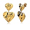 304 Stainless Steel Hammered Heart Dangle Stud Earrings, Golden, 31.5x19.5mm, Pin: 0.7mm