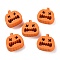 Printed Wood Beads, Halloween Theme Beads, Dark Orange, Pumpkin, 18x20x7mm, Hole: 2mm