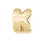Brass Beads, Long-Lasting Plated, Rack Plating, Lead Free & Cadmium Free, Real 18K Gold Plated, Letter K, 14x10.5x5mm, Hole: 11x3mm