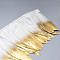 Golden Plated Goose Feather Cloth Strand Costume Accessories, Dyed, White, 150~180x4mm, about 2m/bag