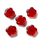 Handmade Lampwork Beads, Flower, Red, 11~11.5x11~11.5x4.5~5mm, Hole: 1.5~1.6mm
