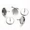 Tarnish Resistant Flat Round 304 Stainless Steel Stud Earring Settings, Stainless Steel Color, Tray: 12mm, 14mm, Pin: 0.7mm