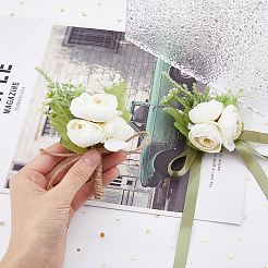 4 шт. 2 стиля брошь-бутоньерка в виде розы из шелковой ткани и корсаж для запястья&nbsp;AJEW-HY0001-32