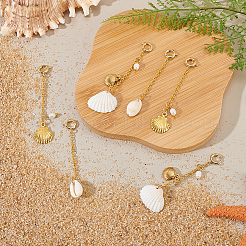 6 шт. 3 стиля натуральный жемчуг и ракушки и сплав бикини подвеска украшение&nbsp;HJEW-GA00063