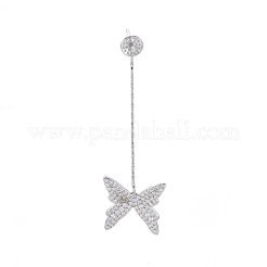 Асимметричные серьги-гвоздики из латуни с микропаве из прозрачного кубического циркония KK-S356-775