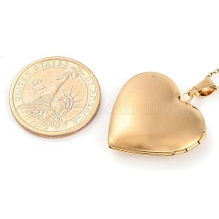 304 нержавеющая сталь кулон в форме сердца медальон ожерелье из проволоки цепь для женщин&nbsp;NJEW-M050-04E-G