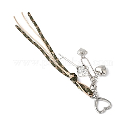 4 шт. 4-цветный полиэстеровый шнур и подвесные украшения из сплава и пластика&nbsp;HJEW-JM04341