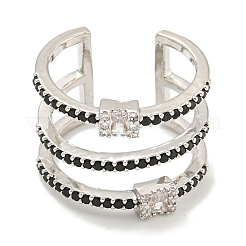 Прямоугольная стойка с покрытием из латуни с микро-паве и кубическим цирконием&nbsp;RJEW-F162-15P