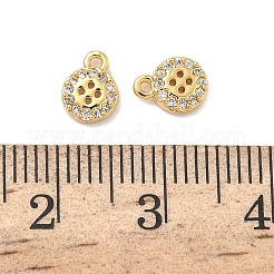Латунные плоские круглые подвески-пуговицы с микропаве из кубических цирконий&nbsp;KK-A281-02G