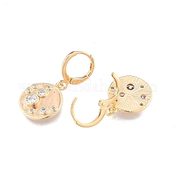 Плоские круглые круглые серьги с подвесками из прозрачного циркония EJEW-N012-83