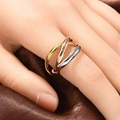 Кольца для пальцев из нержавеющей стали 304 с тройным кругом&nbsp;RJEW-C121-01