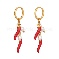 Серьги-кольца из нержавеющей стали 304 с рисунком острого перца&nbsp;CA2764