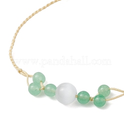 Браслеты из натурального малайзийского нефрита и круглых бусин кошачьего глаза&nbsp;BJEW-JB11989