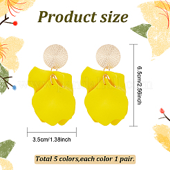 5 пара двухцветных акриловых сережек-гвоздиков в форме цветка&nbsp;EJEW-AN0003-68