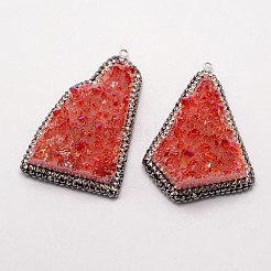 Гальванизирует натуральный druzy кварц кристалл подвески&nbsp;G-F333-J