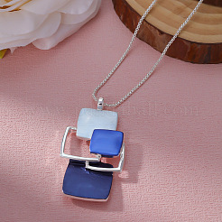 Многоквадратные латунные подвески с синей эмалью для женщин&nbsp;FS-WG21173-01