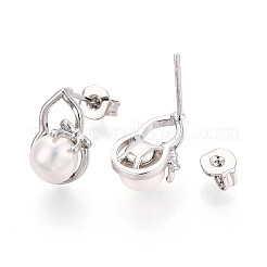 Серьги-гвоздики из латуни и натурального жемчуга&nbsp;PEAR-N020-WX13