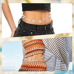 Богемные ремни с кисточками из натуральной ракушки и пластиковой имитации жемчуга&nbsp;AJEW-CY0001-06A