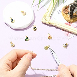 8 шт. 8-цветная латунная подвеска с кубическими цирконами в виде отпечатка лапы&nbsp;KK-CJ0003-87