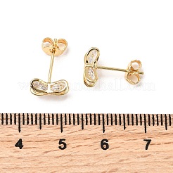 Серьги-гвоздики из латуни с микро-паве и бантом из прозрачного кубического циркония&nbsp;EJEW-A135-07G