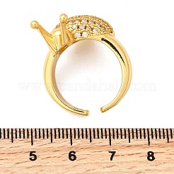 Открытые манжеты из латуни с микропаве и прозрачным цирконием для женщин&nbsp;RJEW-I111-03G-01