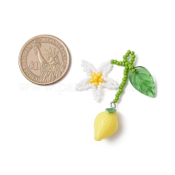 2 шт. 2 стиля подвески из смолы и стеклянных бусин ручной работы в виде цветка лимона большие&nbsp;PALLOY-MZ00771