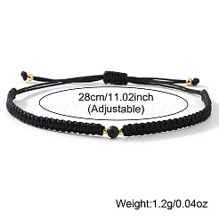 Браслеты из натурального обсидиана с круглыми звеньями&nbsp;KB3682-1