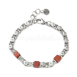 Браслеты-цепочки из натуральной красной яшмы для женщин&nbsp;BJEW-Z148-06P-01