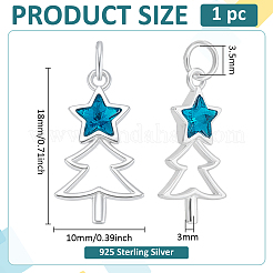 1 шт. 925 подвески из стерлингового серебра с темно-бирюзовым стеклом&nbsp;STER-BC0003-79P