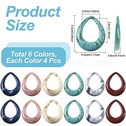 24шт 6 цвета акриловые большие подвески&nbsp;OACR-FS0002-65