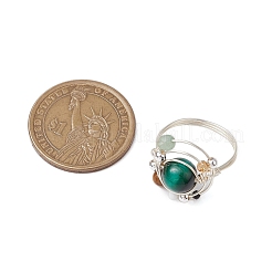 Планета натуральный зеленый авантюрин кольца&nbsp;RJEW-TA00165-02