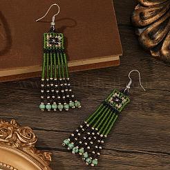 Серьги-люстры ручной работы в богемном стиле из стеклянного бисера.&nbsp;DO8227