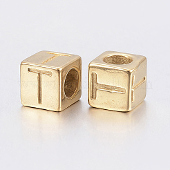 Европейские бусины с большими отверстиями из нержавеющей стали 304&nbsp;LS-STAS-H428-01G-T