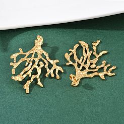 Серьги-гвоздики с кораллами из нержавеющей стали 304&nbsp;EJEW-I320-09G