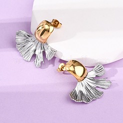 Двухцветные серьги-гвоздики из нержавеющей стали 304 для женщин&nbsp;LS-EJEW-A136-01C-GP