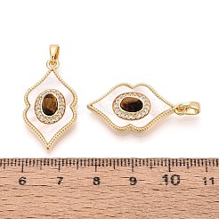 Натуральный тигровый глаз с подвесками из ракушек&nbsp;KK-N287-12G-03