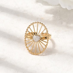 Полое овальное кольцо с сердечком из нержавеющей стали 304&nbsp;RJEW-A091-17G