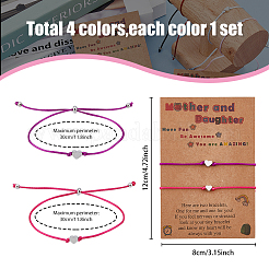 4 комплект браслетов-слайдеров из латунных бусин в форме сердца двух цветов&nbsp;BJEW-FI0001-17