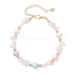 Браслеты из натурального розового кварца с бусинами для женщин&nbsp;BJEW-JB12309-01