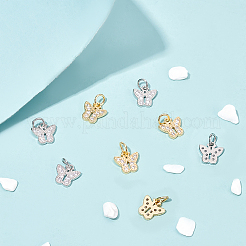 20шт 2 цвета латунные микропаве прозрачные кубические циркониевые подвески&nbsp;KK-PH0003-35