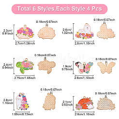 24 шт. 6 стиля эмалевые подвески в виде животных и цветов&nbsp;ENAM-YW0005-47