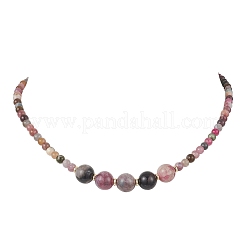 Круглые натуральные разноцветные турмалиновые бусы градуированного размера&nbsp;NJEW-JN05952-02