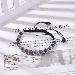 Круглый браслет из плетеных бусин из натурального апатита&nbsp;BJEW-TA00106