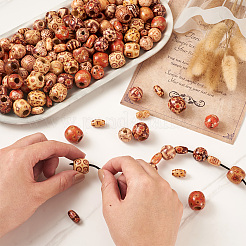 Печатные бусы из натурального дерева&nbsp;WOOD-TA0001-14