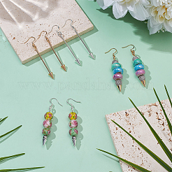 4 пара двухцветных сережек-подвесок из сплава&nbsp;EJEW-PH0002-10